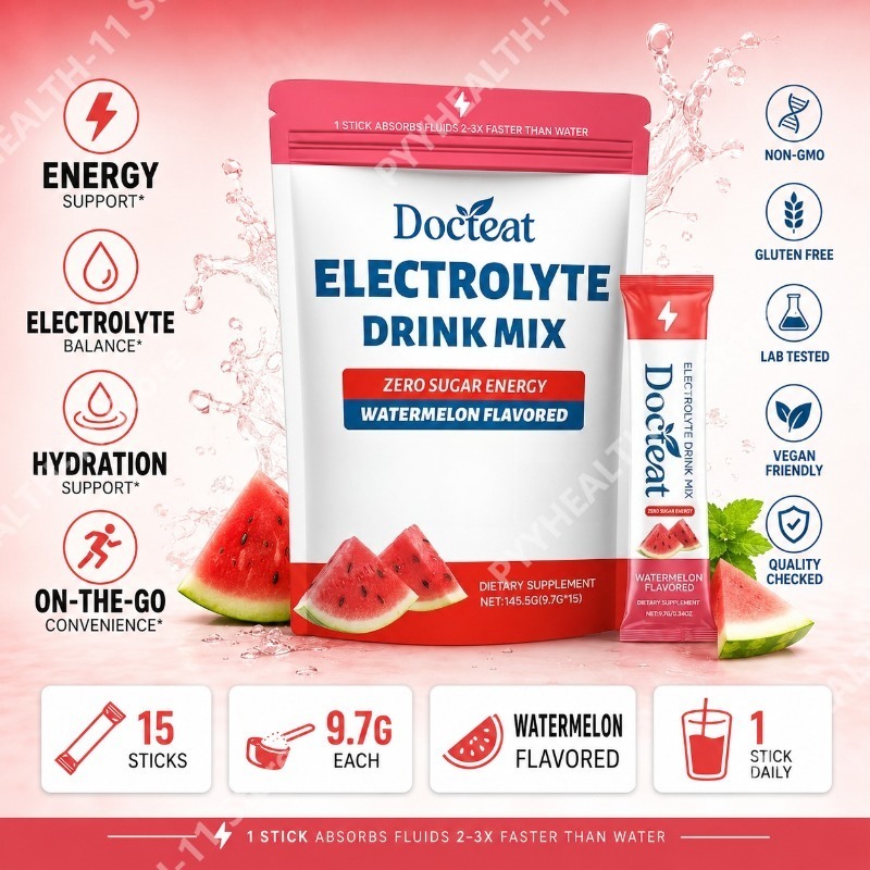 Electrolyte Powder Pack - Wassermelonen-Elektrolyt-Getränkepulver-Stickpacks mit Vitaminen, Mineralien und Aminosäure-Mischung